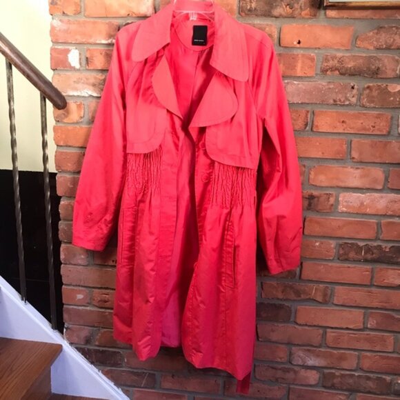 Vero Moda Coral Trench Coat Jacket Fit Flare Belt Pockets Slimming Lined Waist M - Picture 4 of 15